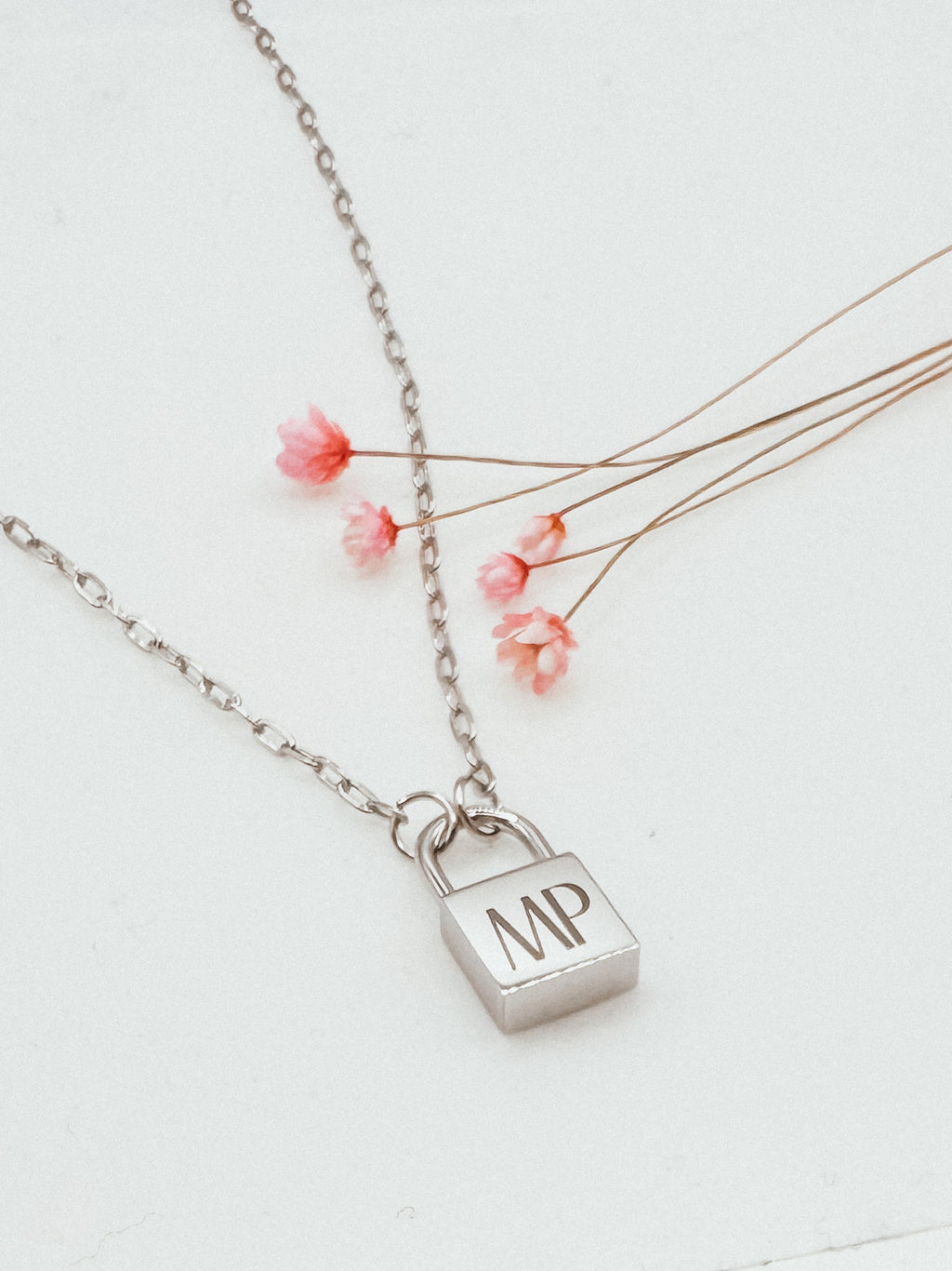 Custom Engraved Initial Lock Necklace