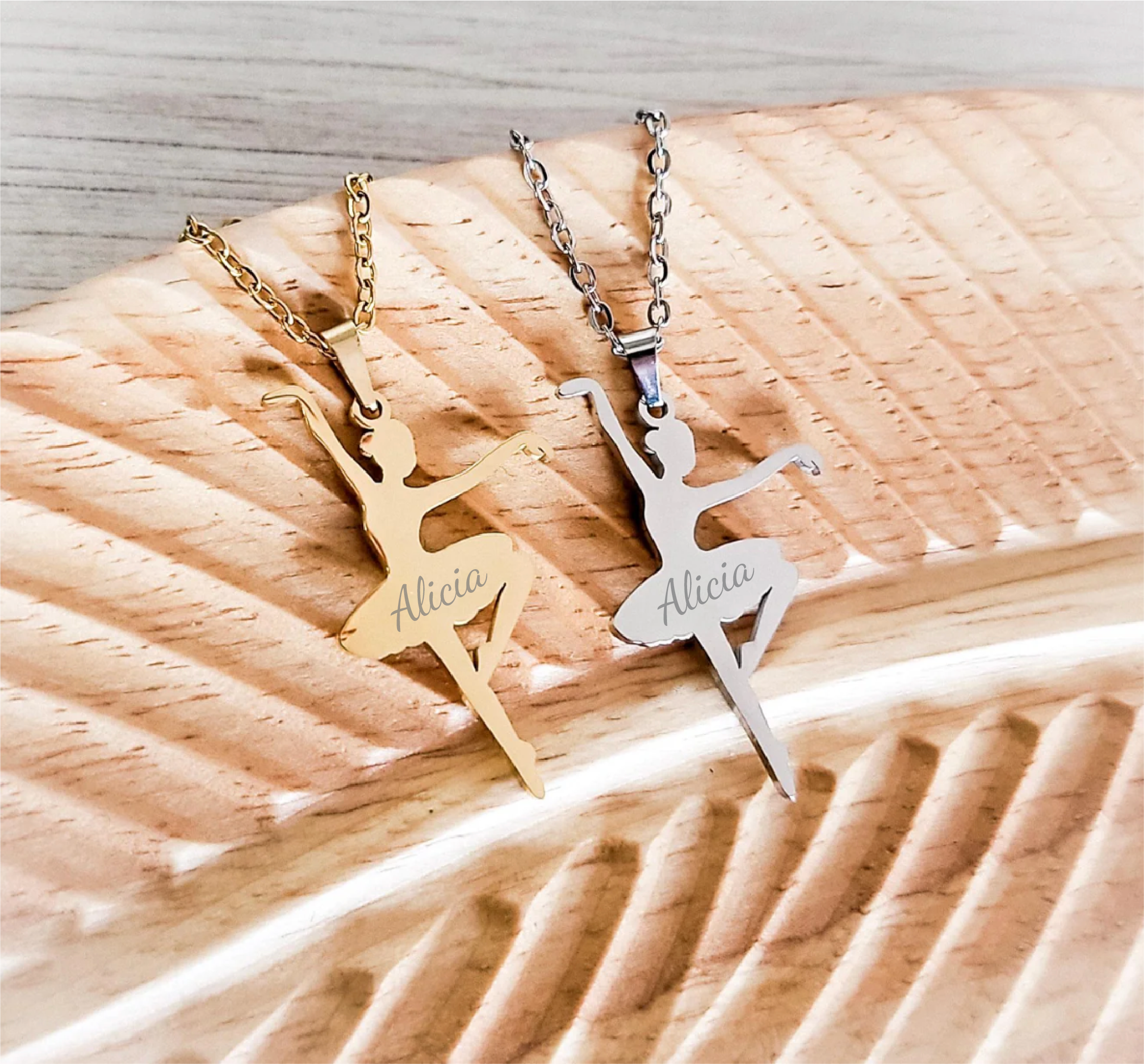 Custom Engraved Ballerina Pendant Necklace