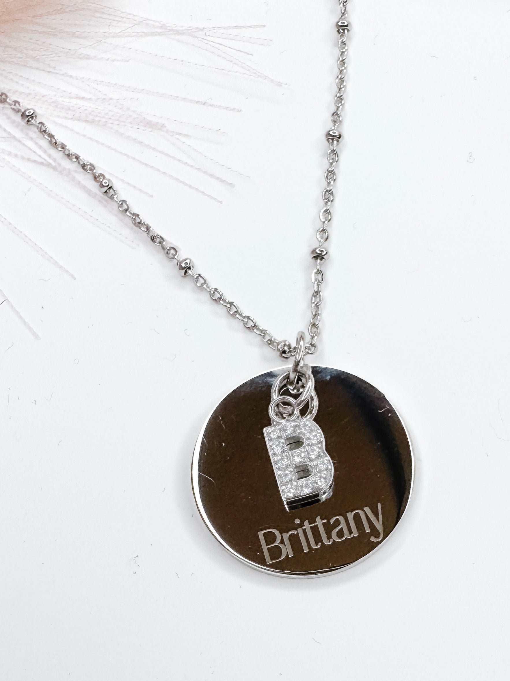 Custom Engraved Name Pendant Necklace with CZ Initial Charm