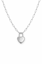 Custom Engraved Heart Padlock Necklace