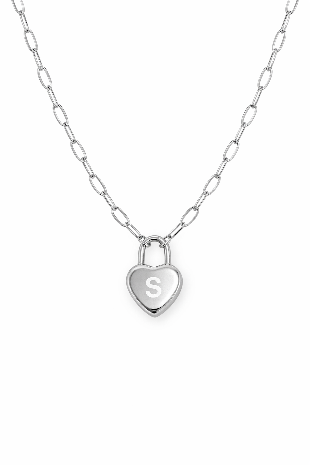 Custom Engraved Heart Padlock Necklace