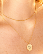 Engraved Heart on Layered Pendant Necklace