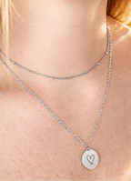 Engraved Heart on Layered Pendant Necklace