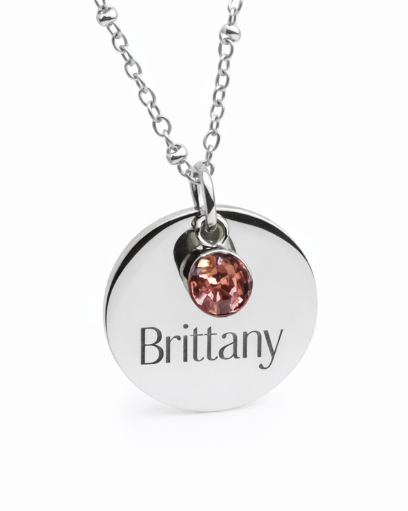 Custom Engraved Birthstone Necklace