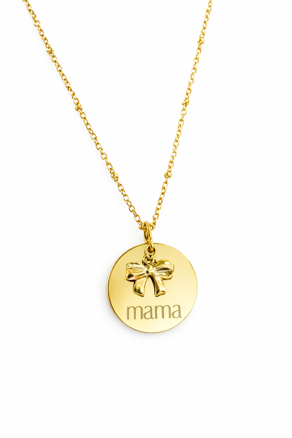 Custom Engraved Name Pendant Necklace with Bow Charm