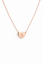 Custom Engraved Initial on Heart Pendant Necklace