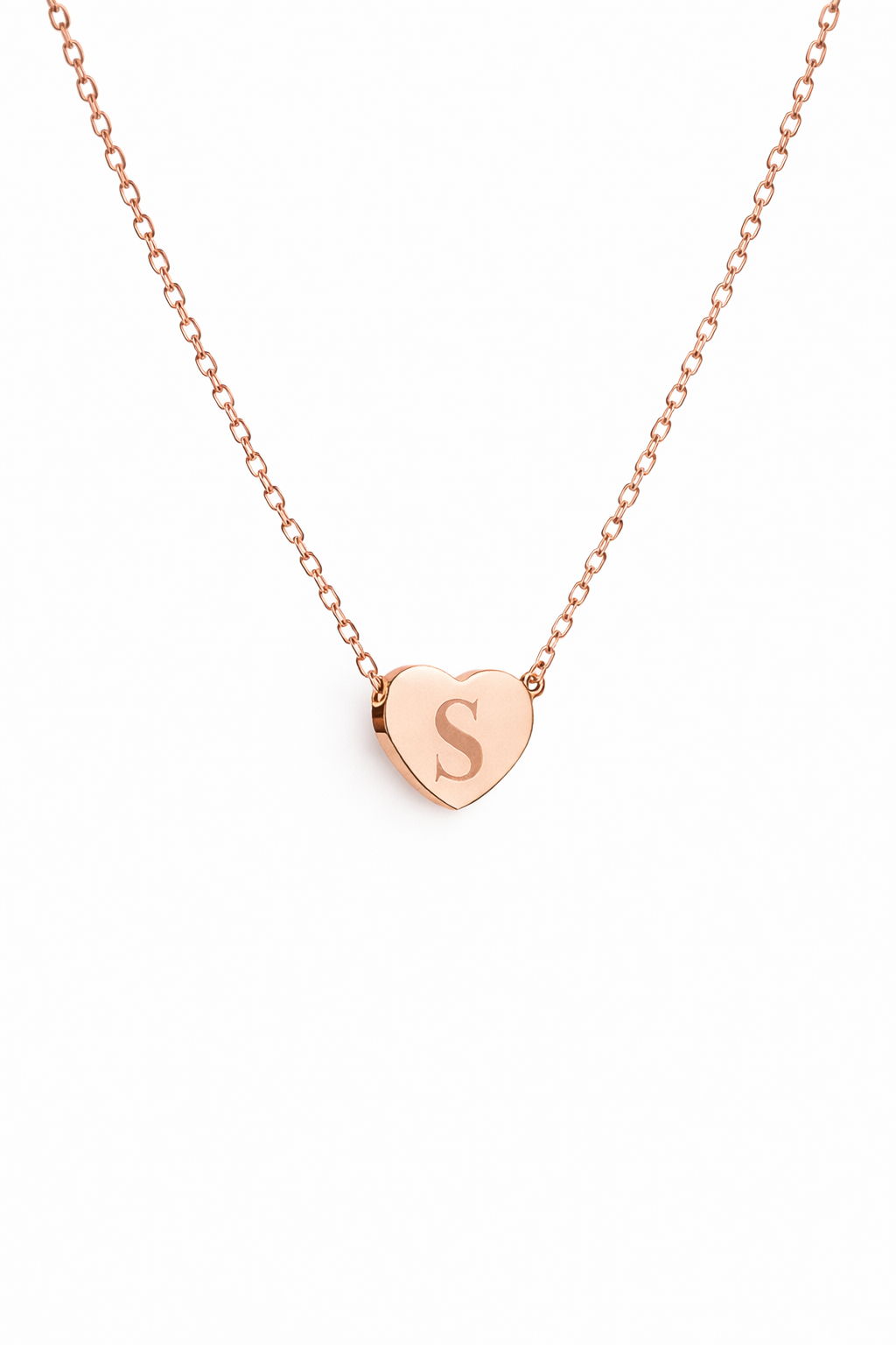 Custom Engraved Initial on Heart Pendant Necklace