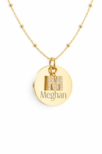 Custom Engraved Name Pendant Necklace with CZ Initial Charm