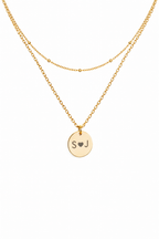 Customizable {Initial 🖤 Initial} Engraved Layered Pendant Necklace