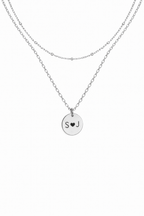 Customizable {Initial 🖤 Initial} Engraved Layered Pendant Necklace