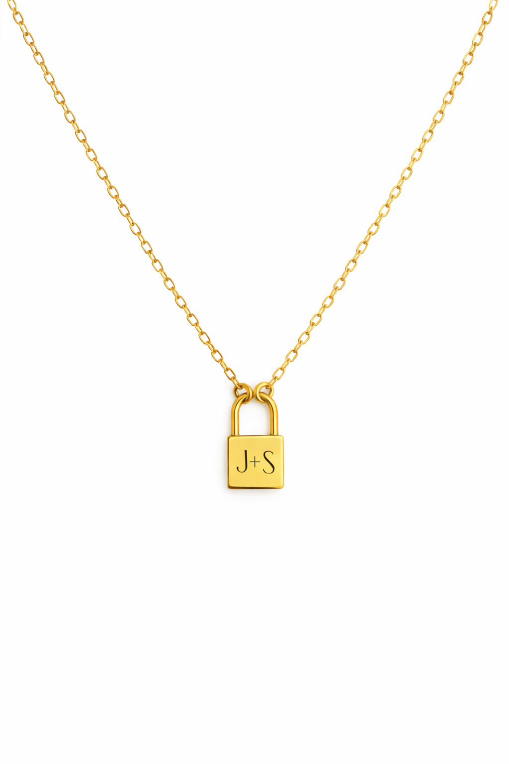 Custom Engraved Initial Lock Necklace