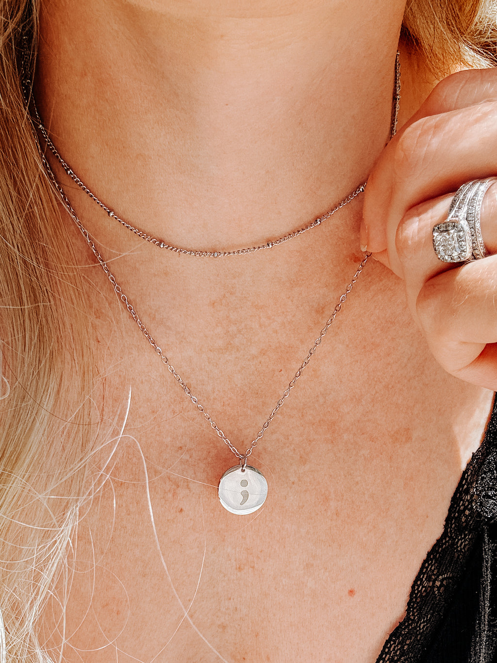 Semi Colon Layered Pendant Necklace
