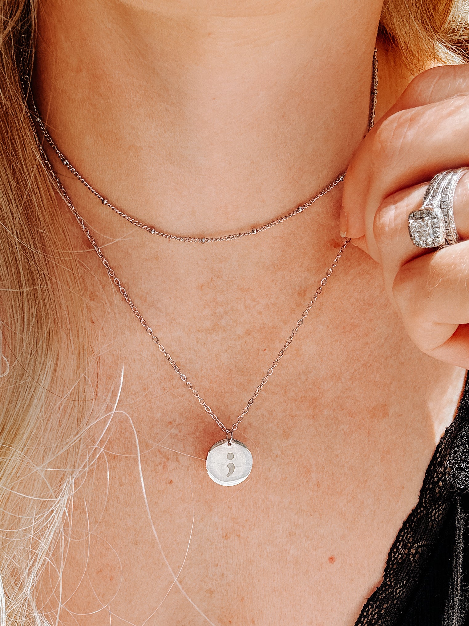 Semi Colon Layered Pendant Necklace