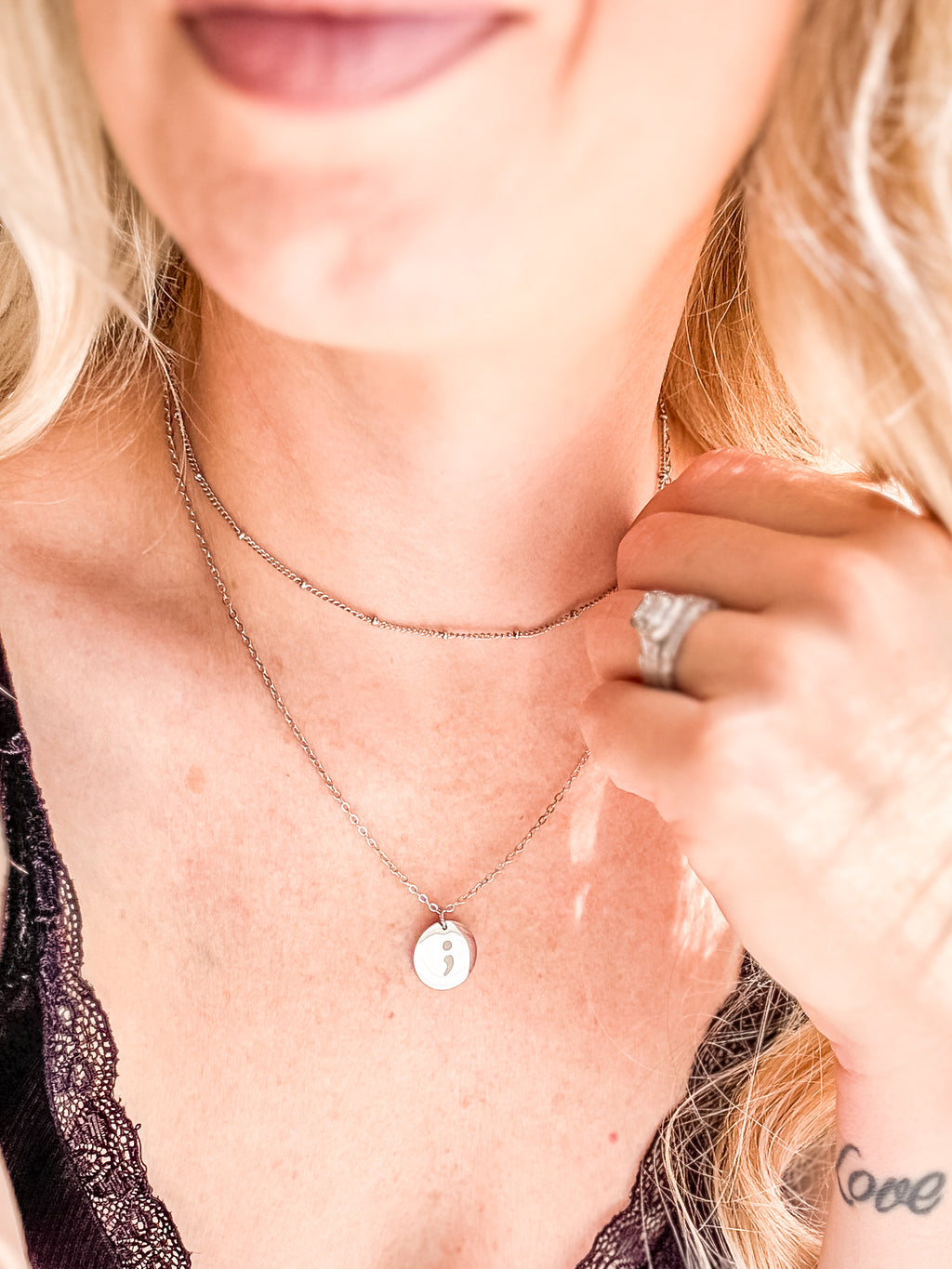 Semi Colon Layered Pendant Necklace