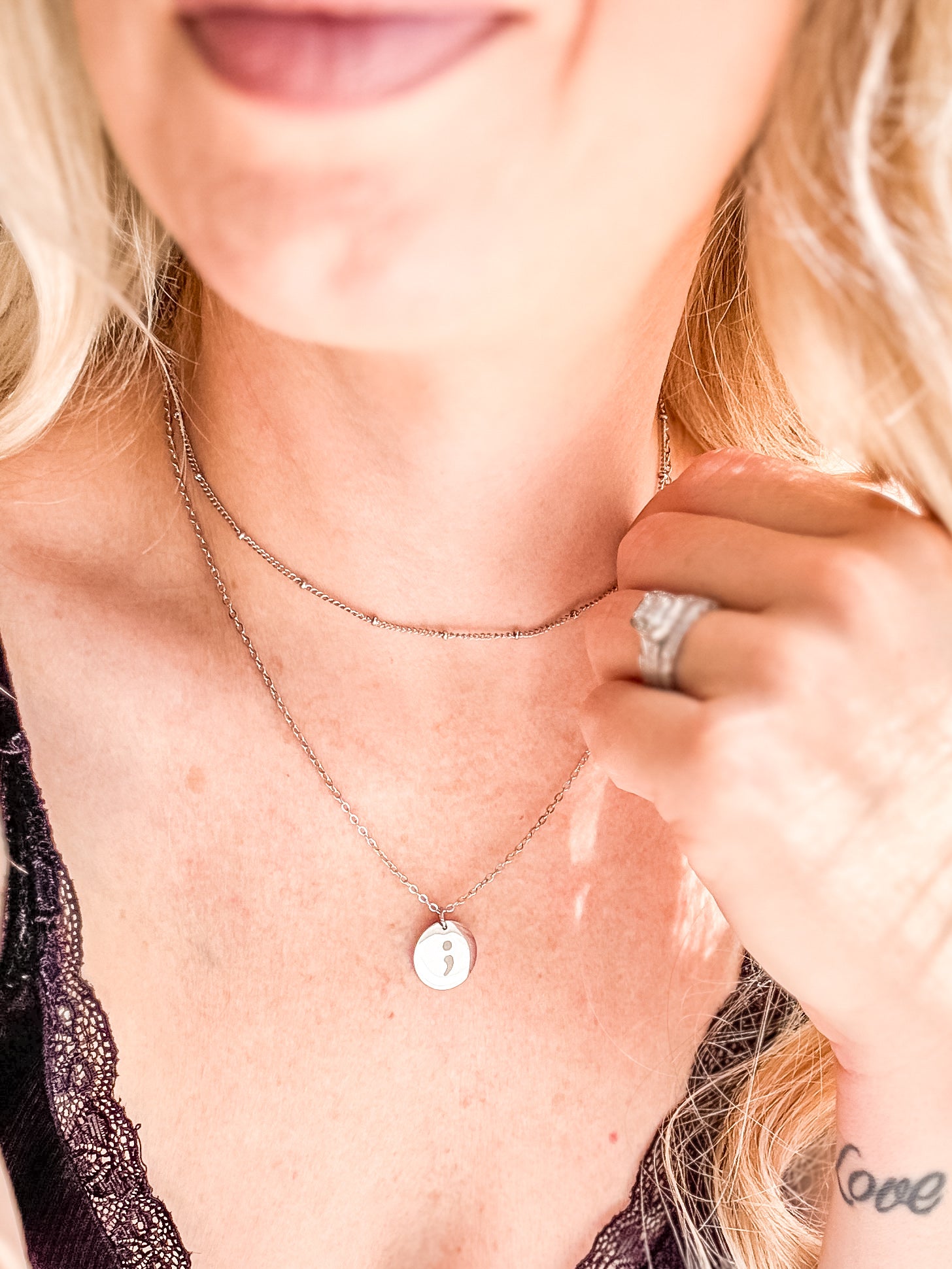 Semi Colon Layered Pendant Necklace
