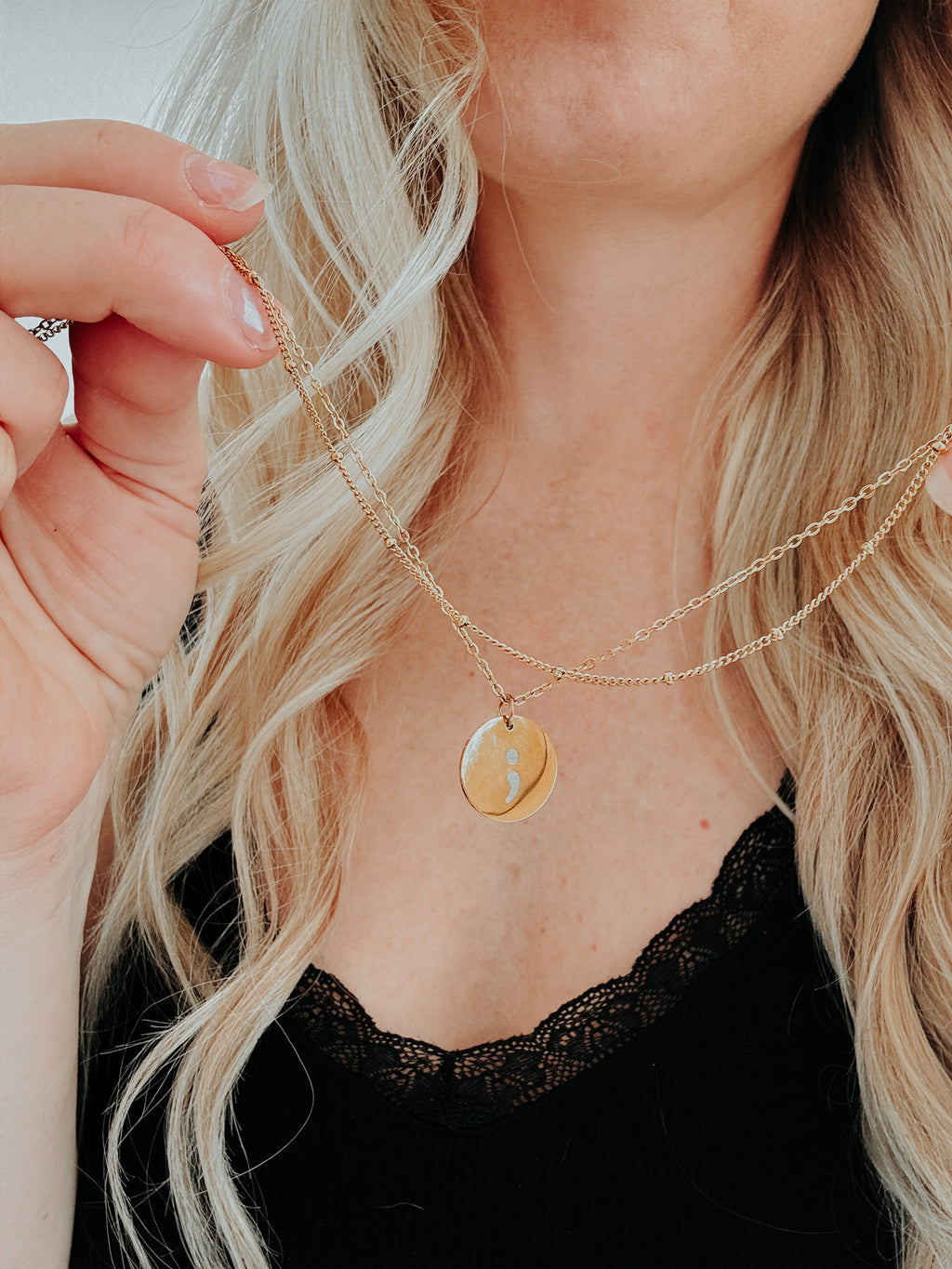Semi Colon Layered Pendant Necklace