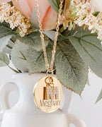 Custom Engraved Name Pendant Necklace with CZ Initial Charm