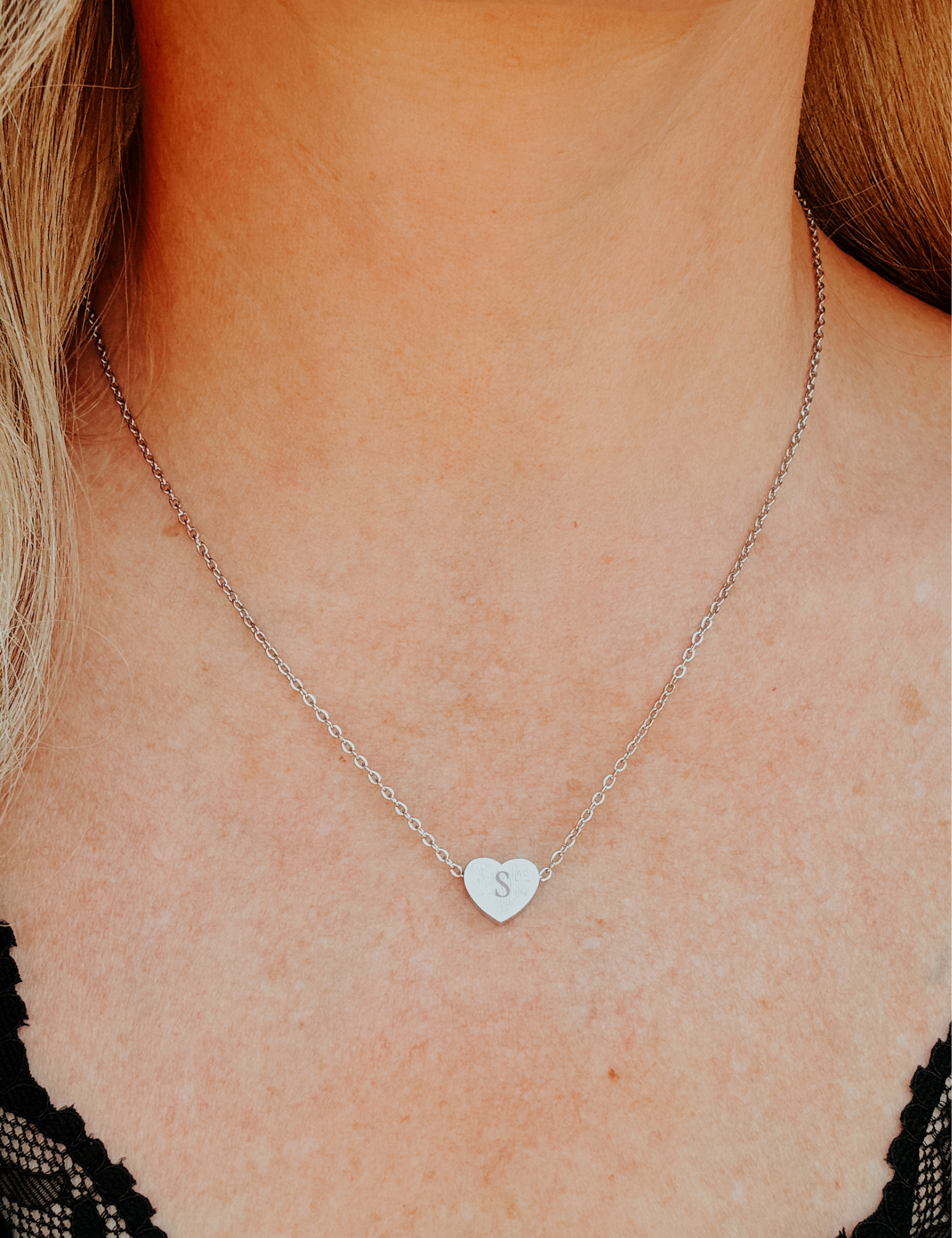 Custom Initial Minimalist Heart Necklace