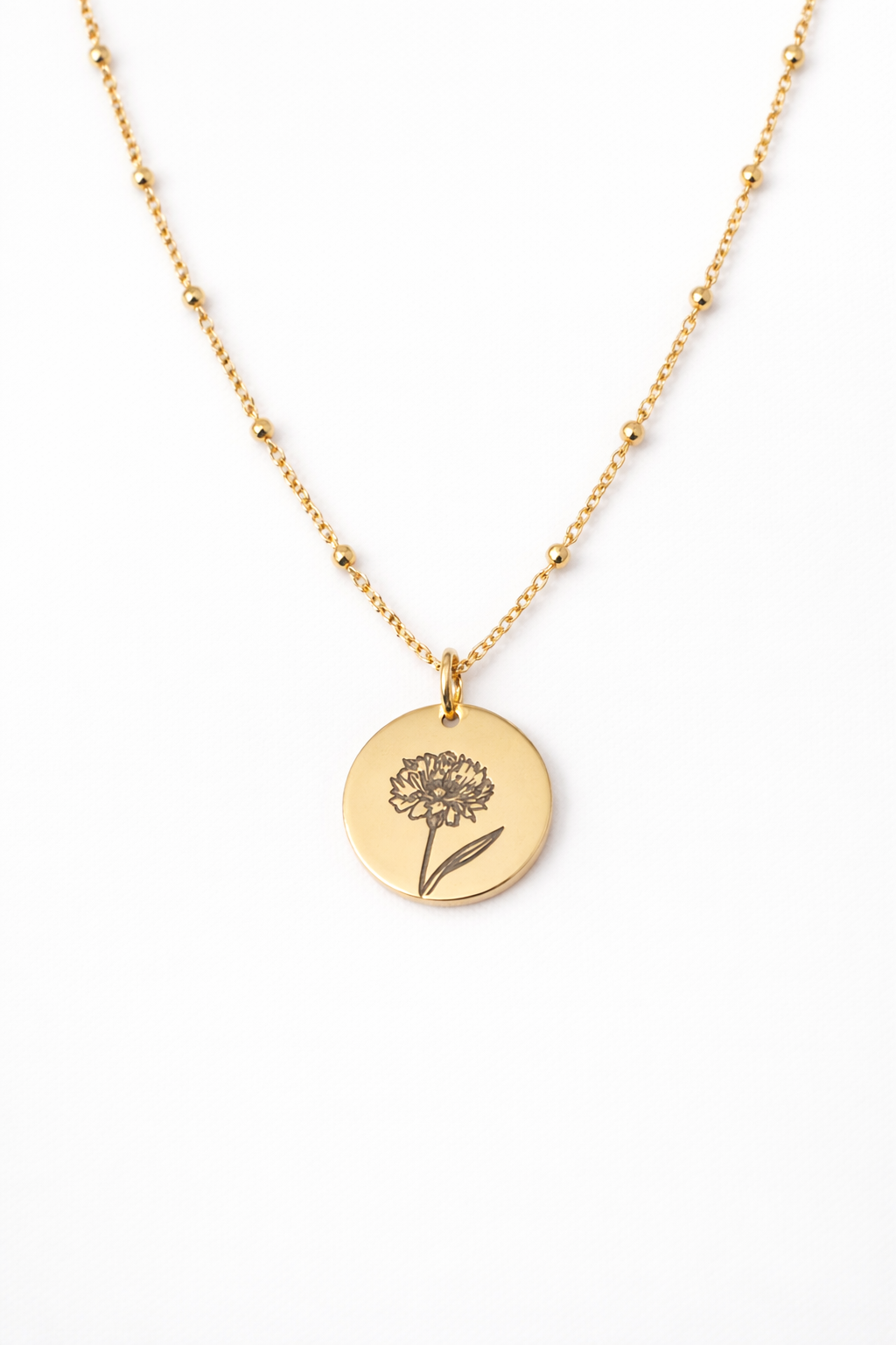 Cornflower Engraved Pendant Necklace
