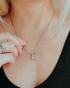 Custom Engraved Initial Lock Necklace