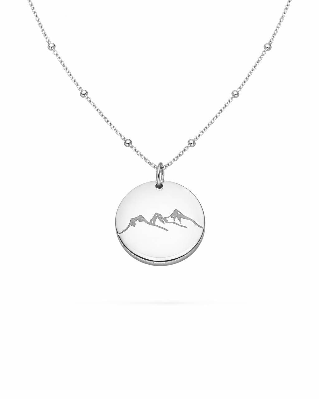 Three Sisters Mountains Engraved Pendant Necklace