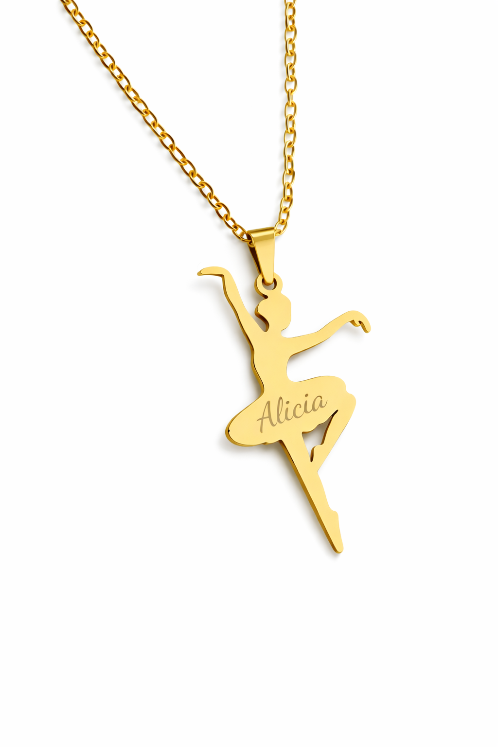 Custom Engraved Ballerina Pendant Necklace