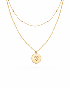 Engraved Heart on Layered Pendant Necklace