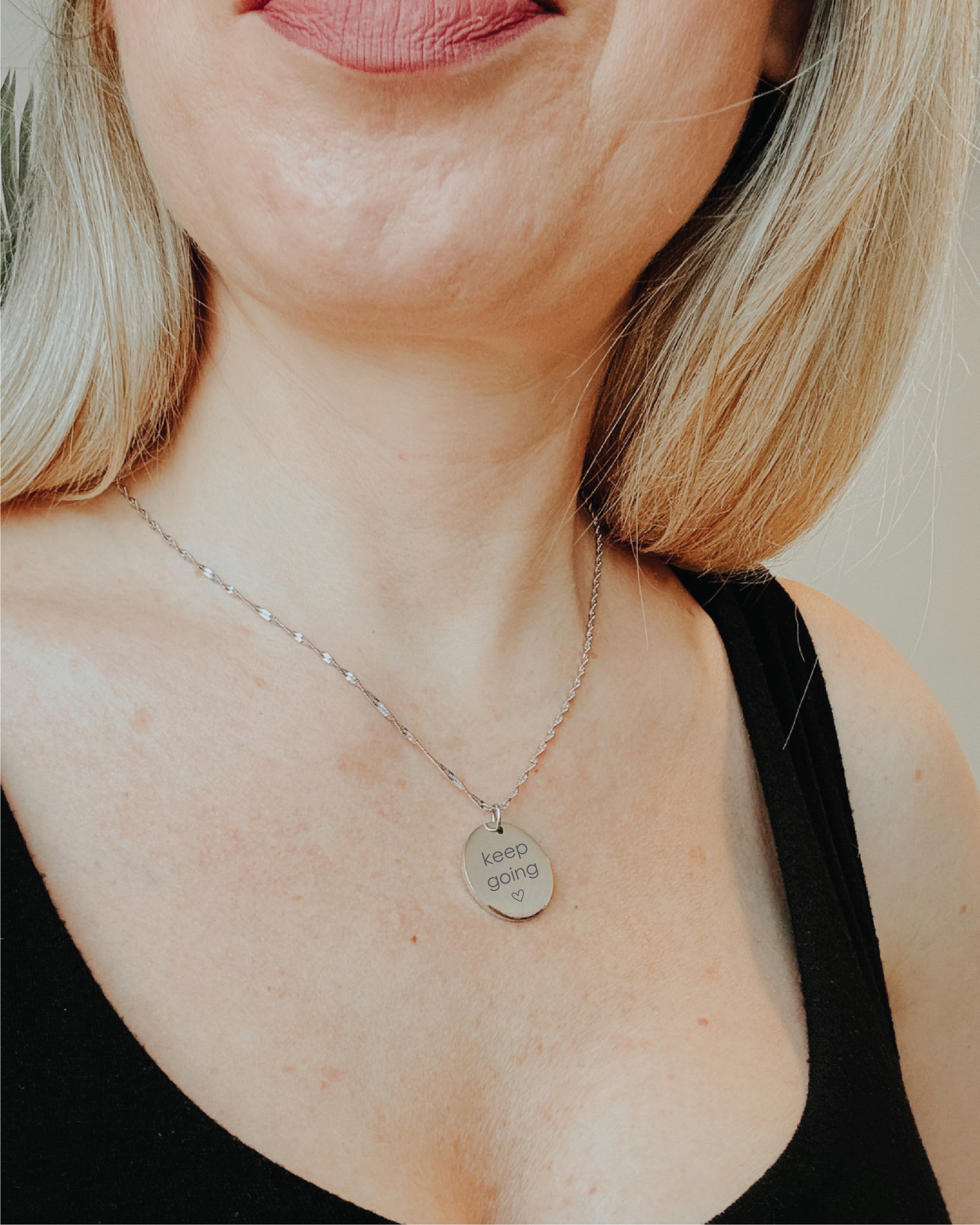 Keep Going Engraved Pendant Necklace