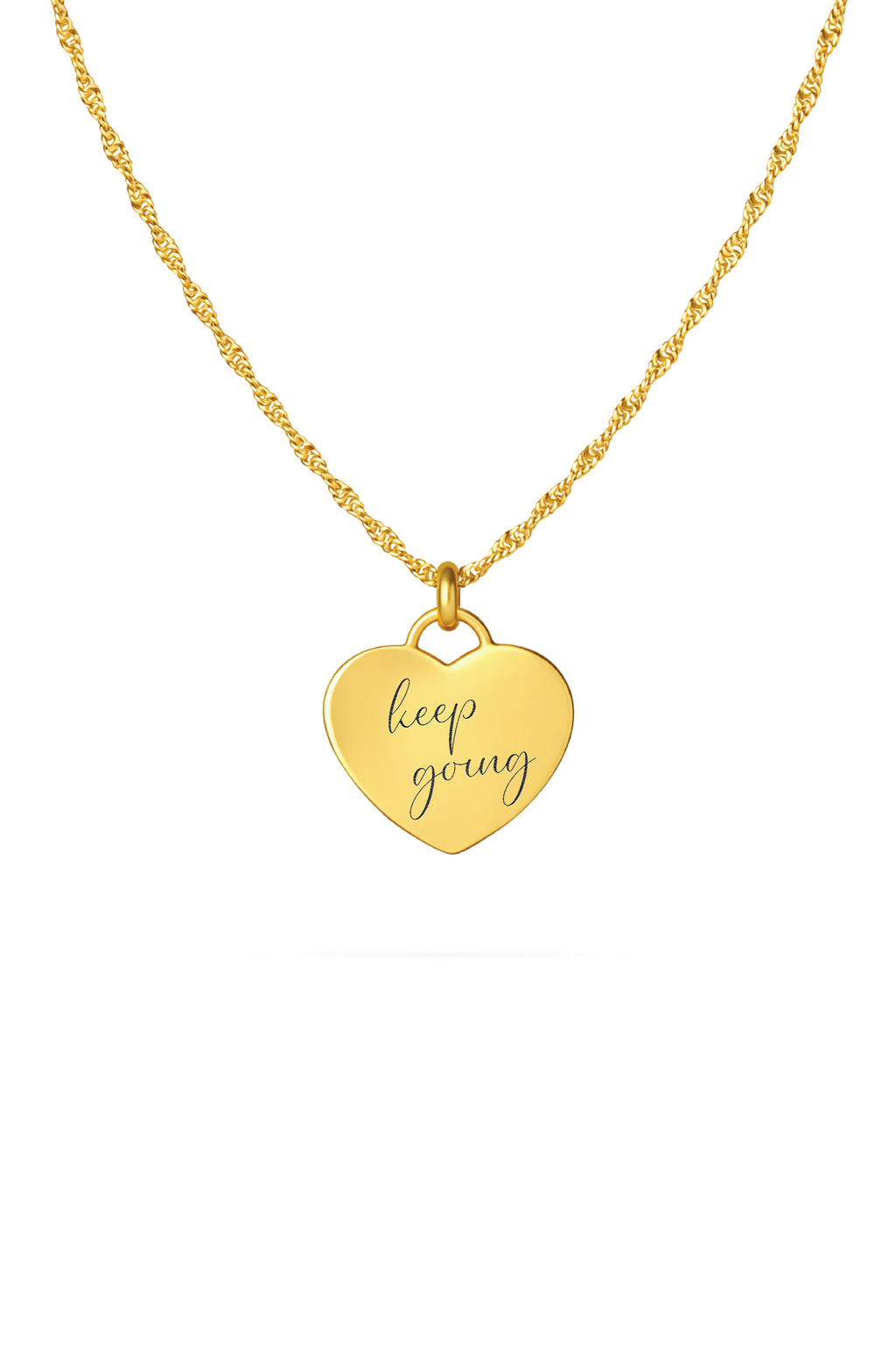 Keep Going Engraved Heart Necklace