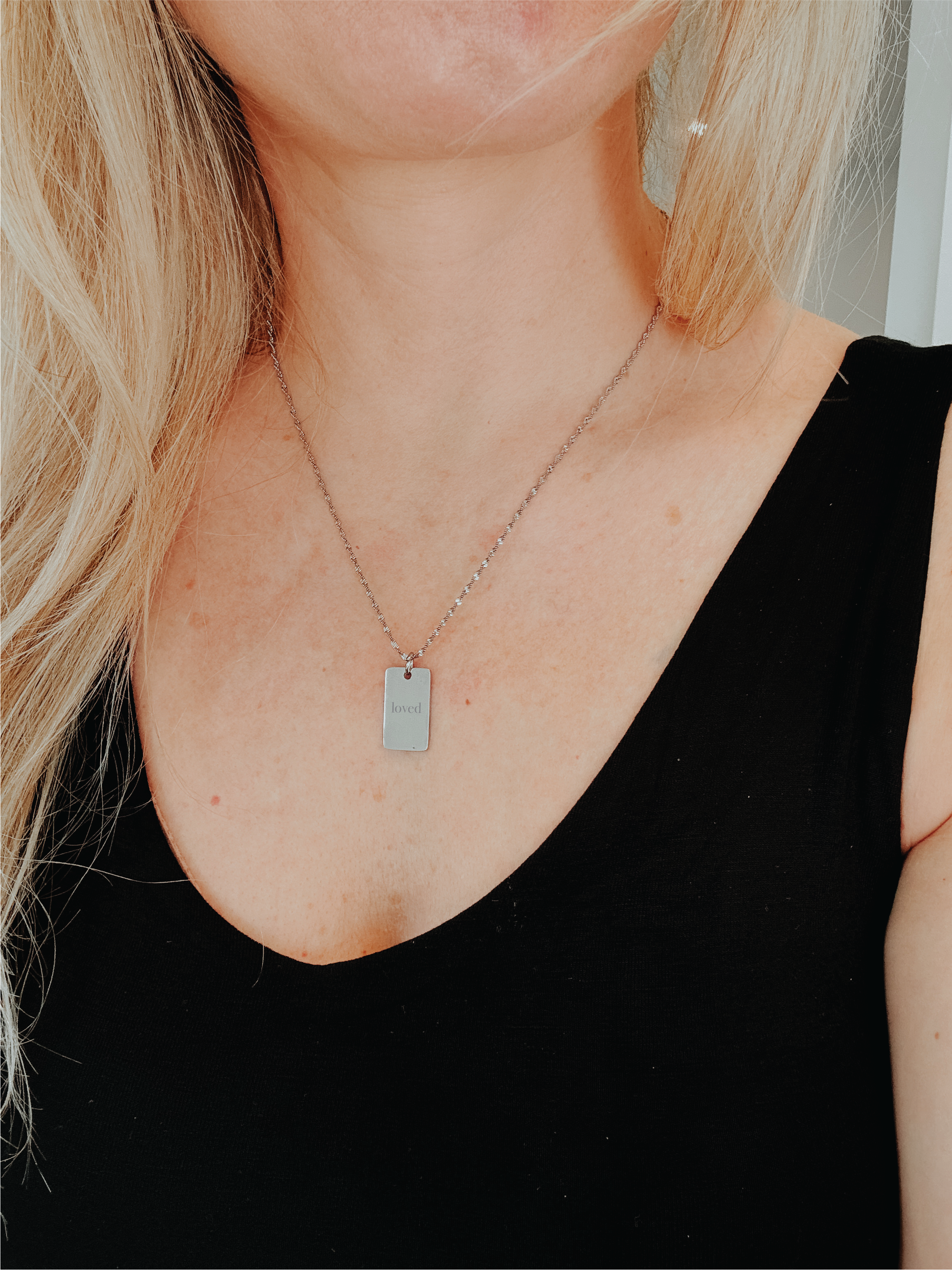 Loved Engraved Pendant Necklace