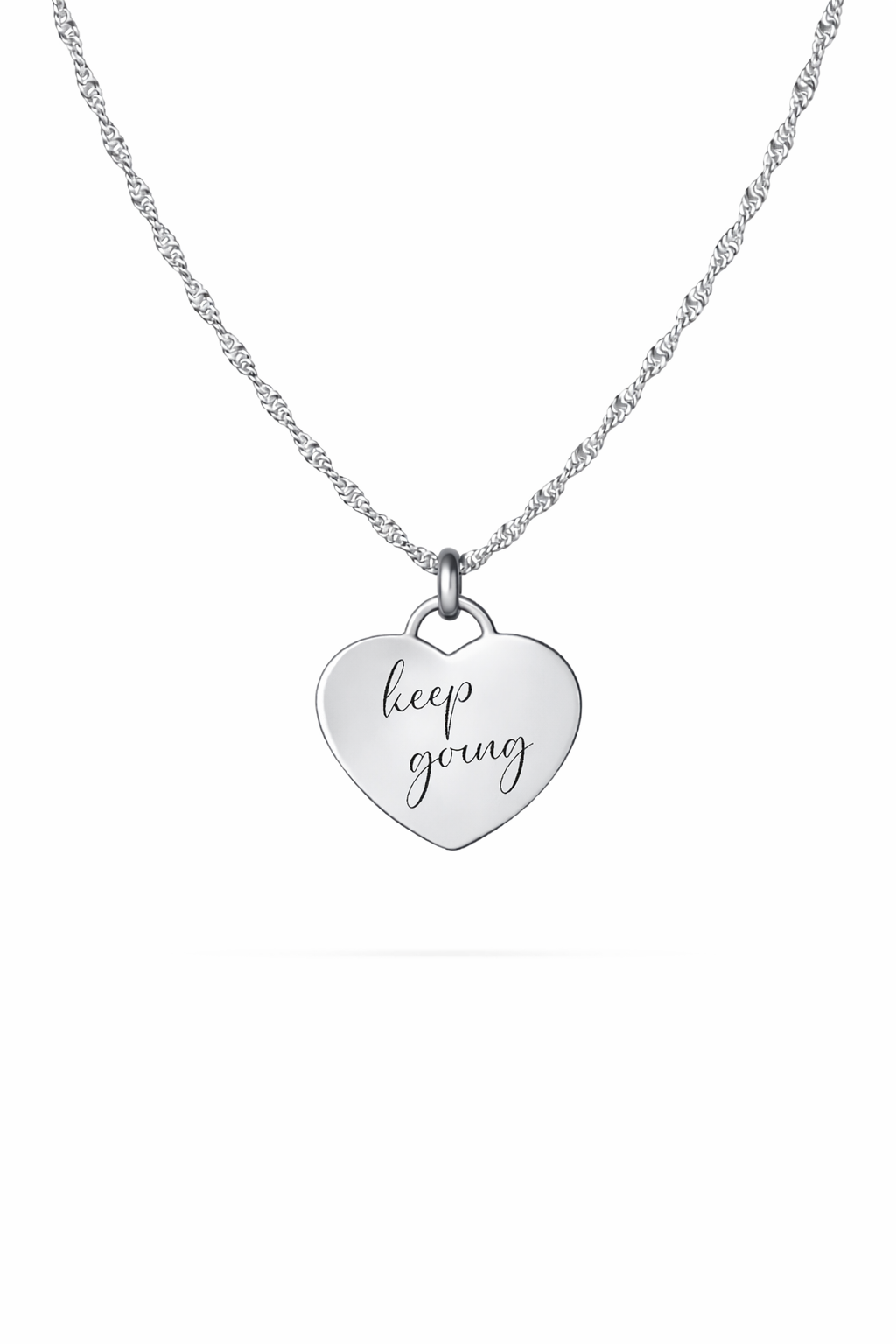 Keep Going Engraved Heart Necklace
