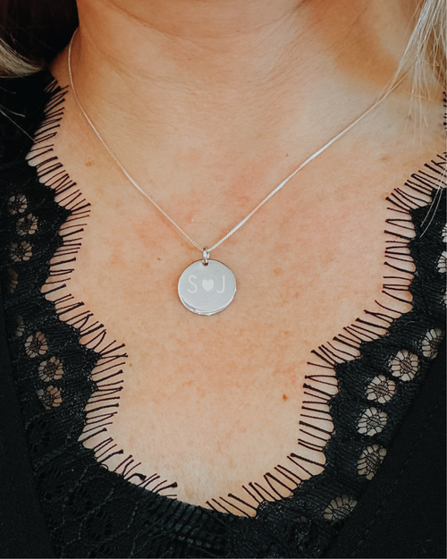 **Sterling Silver **  Customizable Disc Pendant Necklace