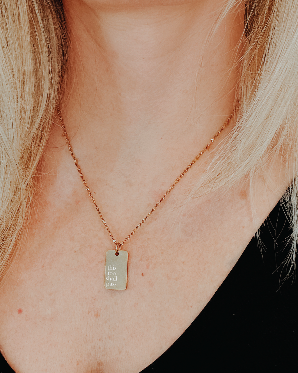 This Too Shall Pass Engraved Pendant Necklace