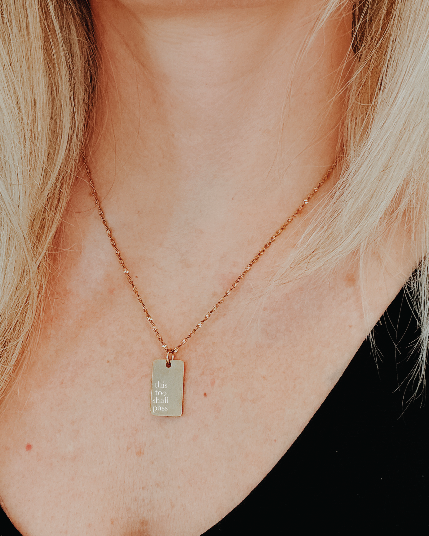 This Too Shall Pass Engraved Pendant Necklace